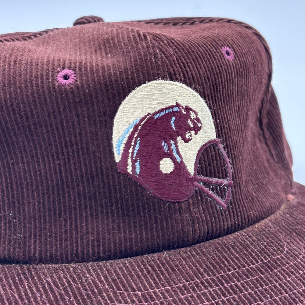 Vintage Carolina Panthers Corduroy Snapback Hat Helmet Logo NFL Football Brown - Picture 2 of 6